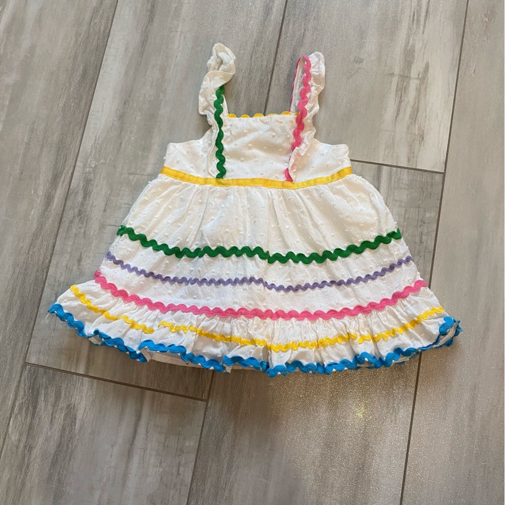 Rare Editions White Colorful Ric Rac Fit & Flare Sleeveless Dress girls 3-6M